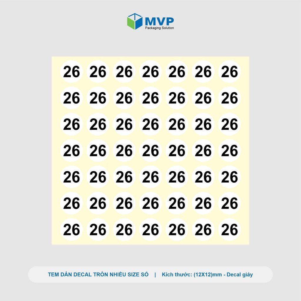 Tem nhãn size quần áo từ 26-46, nhãn dán decal hình tròn nhiều size
