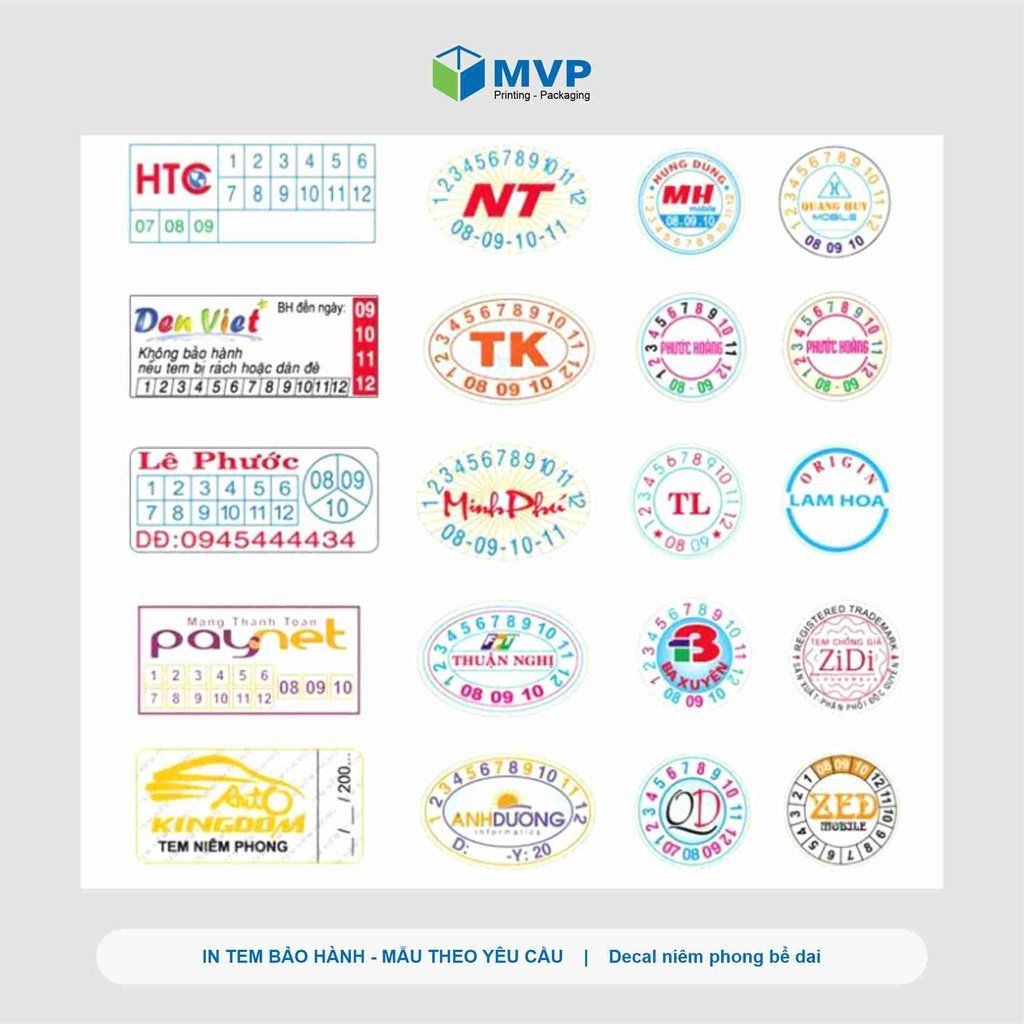 In Tem Bảo Hành, Tem Niêm Phong, Tem Vỡ, thiết kế mẫu miễn phí