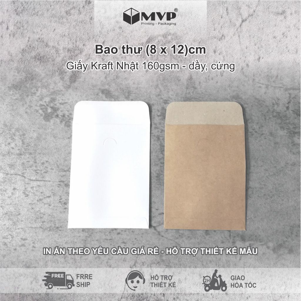 Bao thư giấy kraft cho thiệp cảm ơn, Phong bì đựng VIP card, card thanks, voucher (9x12)cm