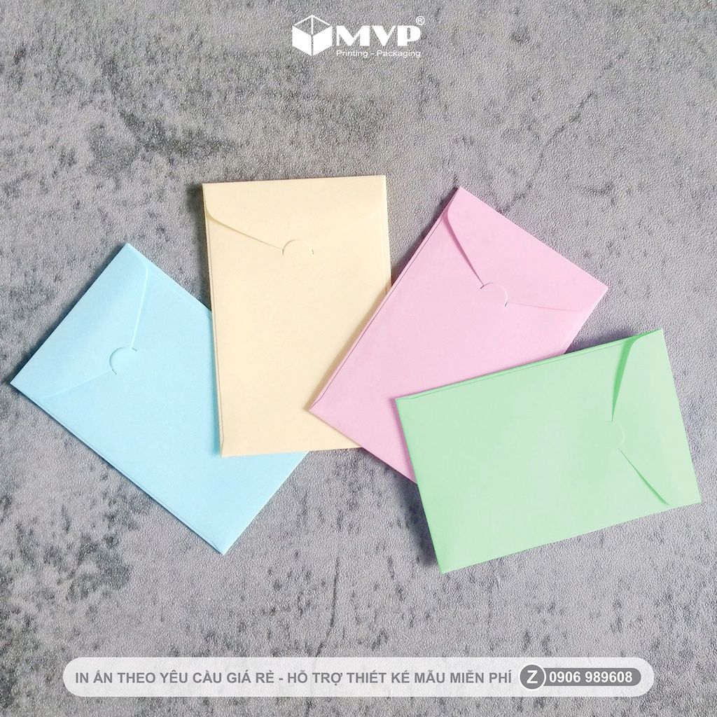 Bao thư mini nhiều màu cho thiệp cảm ơn và danh thiếp, Phong bì mini đựng VIP card, card thanks, voucher