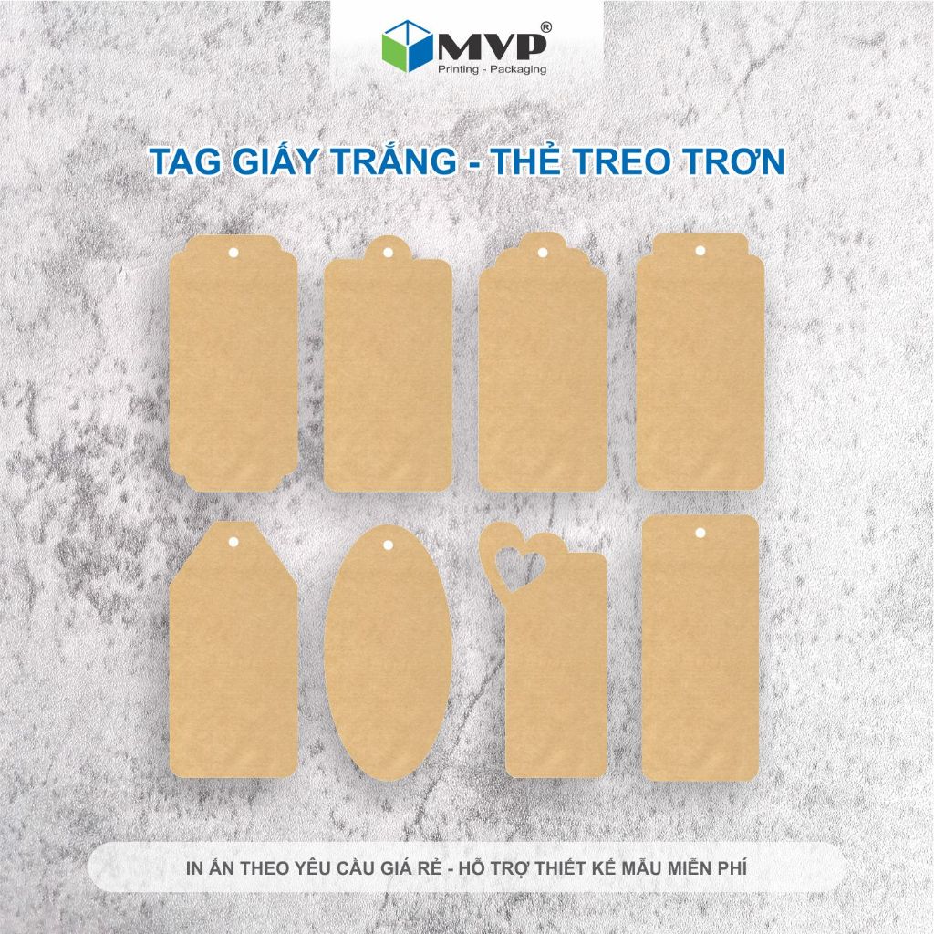 Tag giấy Kraft trơn nhiều mẫu - Thẻ treo giấy Kraft không in