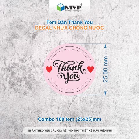 [DECAL NHỰA] Tem thank you dán trang trí chai nhựa - thủy tinh chống thấm nước cao cấp 
