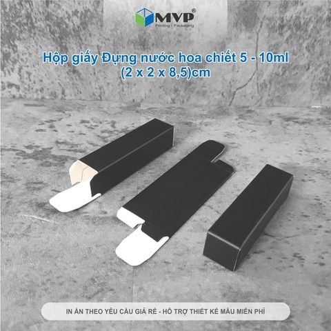  Hộp giấy ĐEN đựng nước hoa chiết 5ml - 10ml, hộp giấy đựng son môi, chai tinh dầu (2x 2 x 8,5)cm 