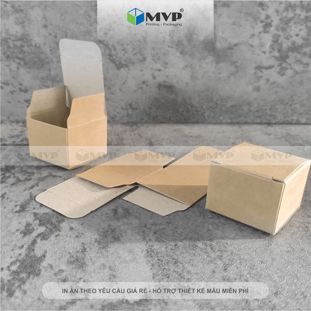 Hộp giấy mini đựng mỹ phẩm, quà tặng handmade, hộp giấy Kraft kích thước 4x3x4cm