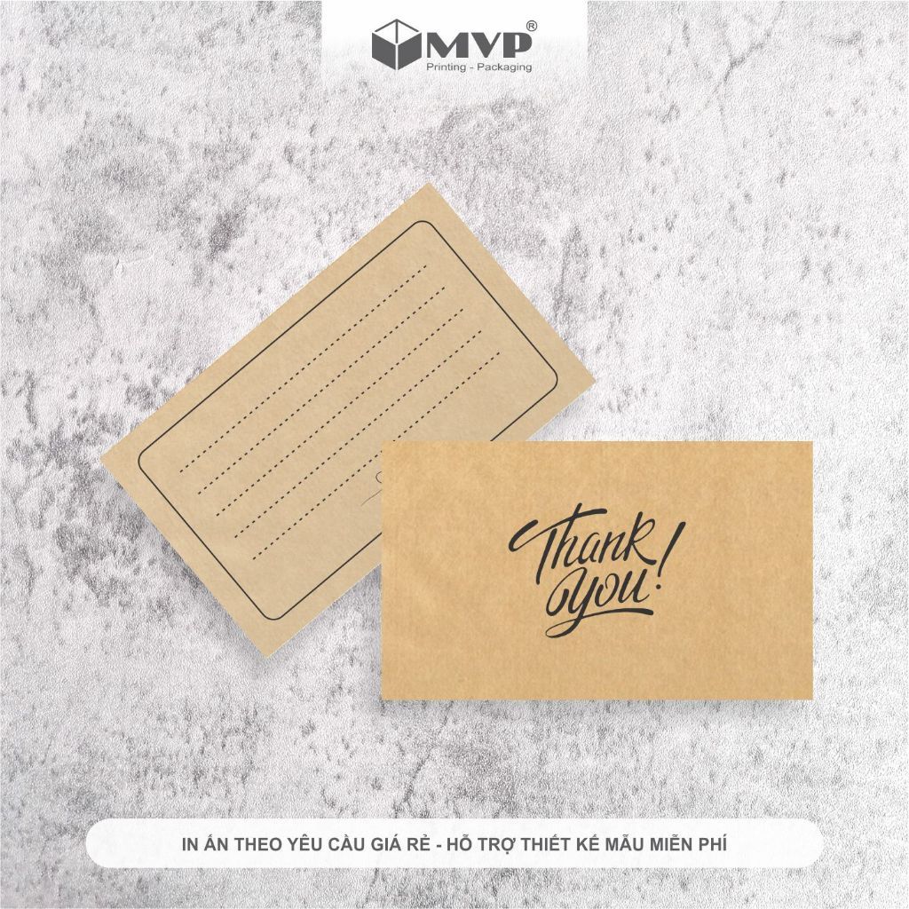 100 Card thank you chừa ghi nội dung, thiệp thanks mini giấy Kraft