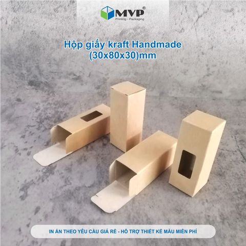  Hộp giấy kraft đựng chai tinh dầu 10ml - 20ml, chai serum nước hoa chiết - size (3x8x3)cm 