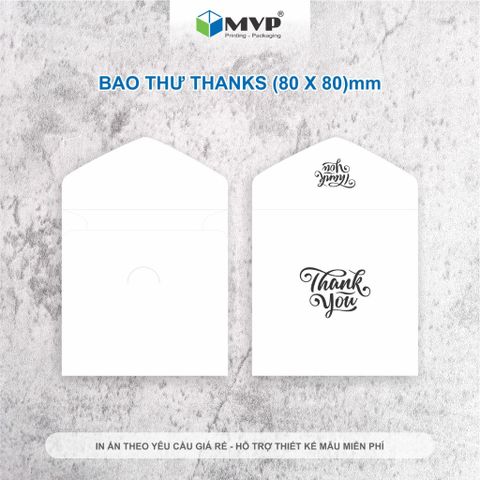  Bao thiệp cảm ơn mini, phong bì thank you (8x8)cm - trắng dầy 160gsm 