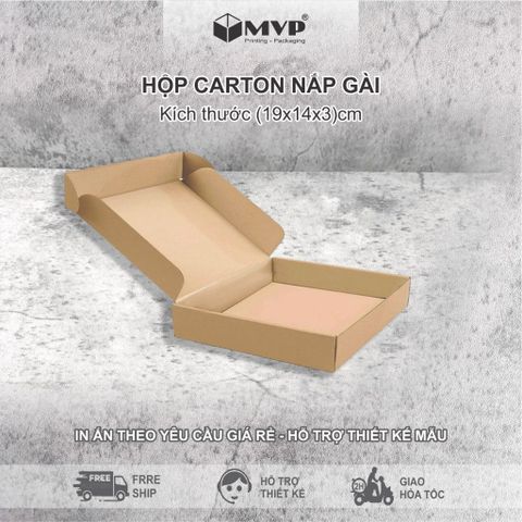  Hộp nắp gài đựng quà tặng, quần áo, sản phẩm handmade, hộp carton (19x14x3)cm 