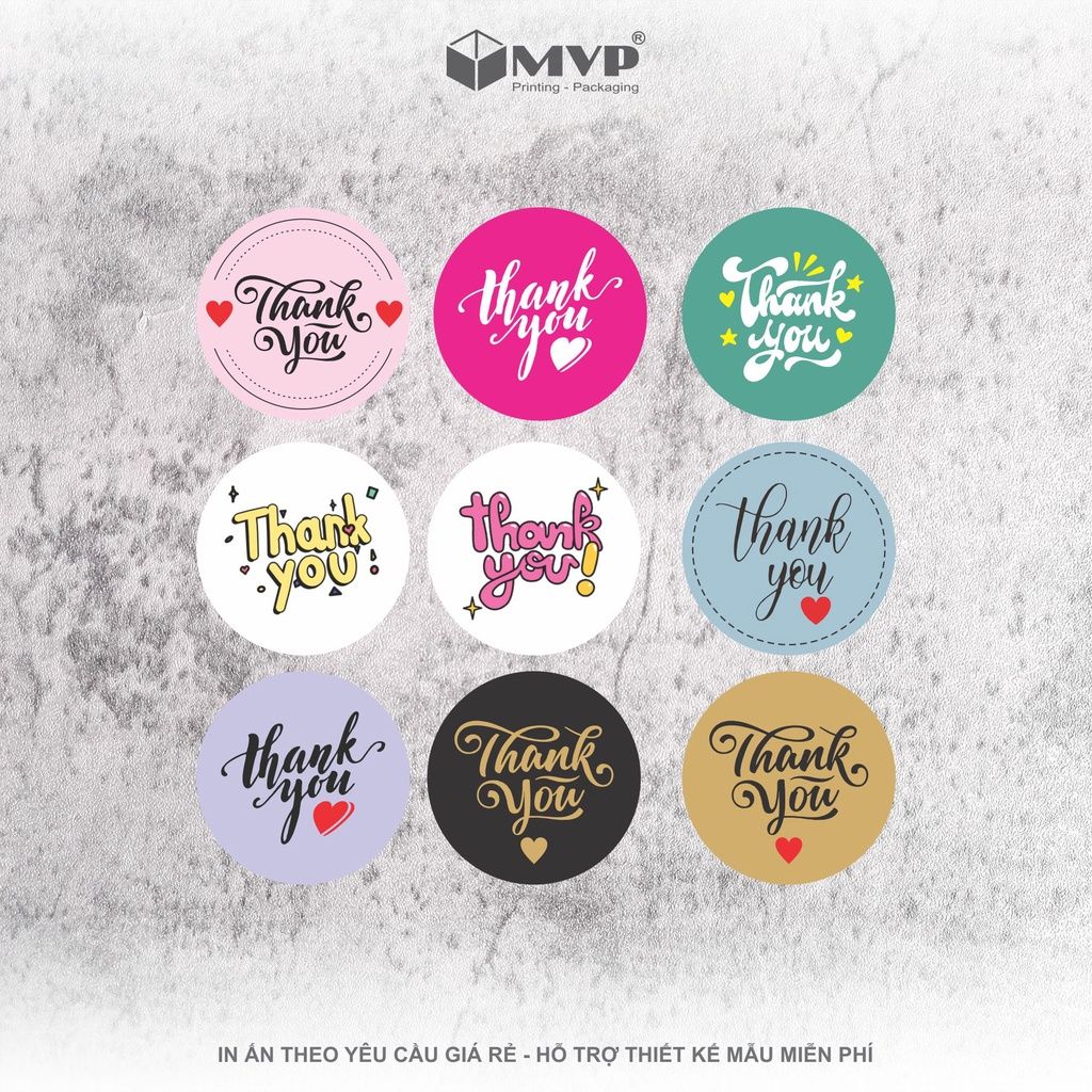 Tem Thank You Decal dán nhiều màu - nhãn dán thanks - tem cám ơn cho shop