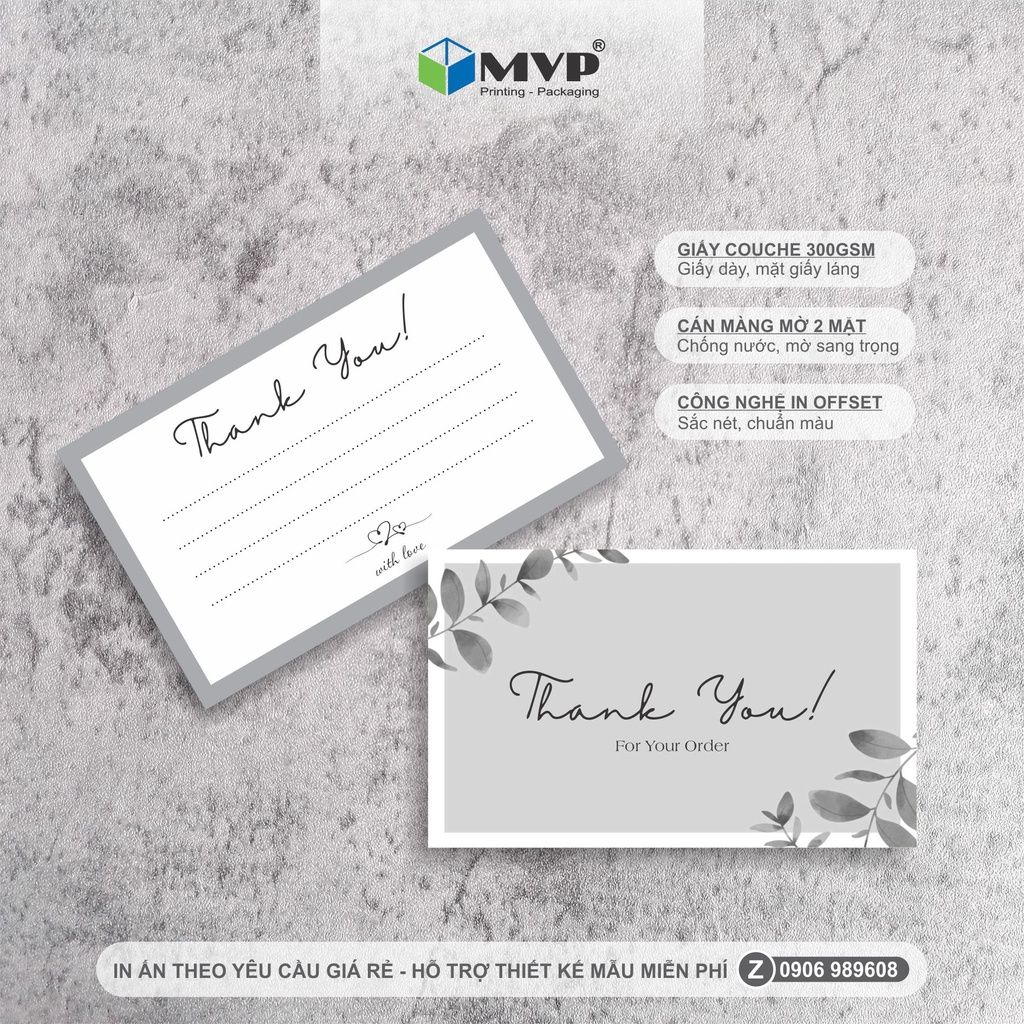 [ GIÁ GỐC TẬN XƯỞNG ] Card cám ơn, Phiếu cám ơn cho khách hàng, mẫu đen trắng tối giản