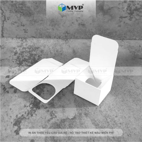  Hộp giấy mini 5ml đựng mỹ phẩm, hộp nước hoa chiết - hộp giấy trắng ivory 350 cán mờ (4x3x4)cm 