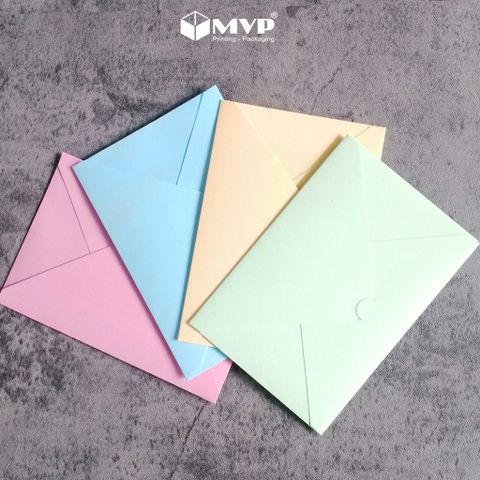  Bao thiệp nắp xéo vinatge nhiều màu, phong bì màu 180gsm 