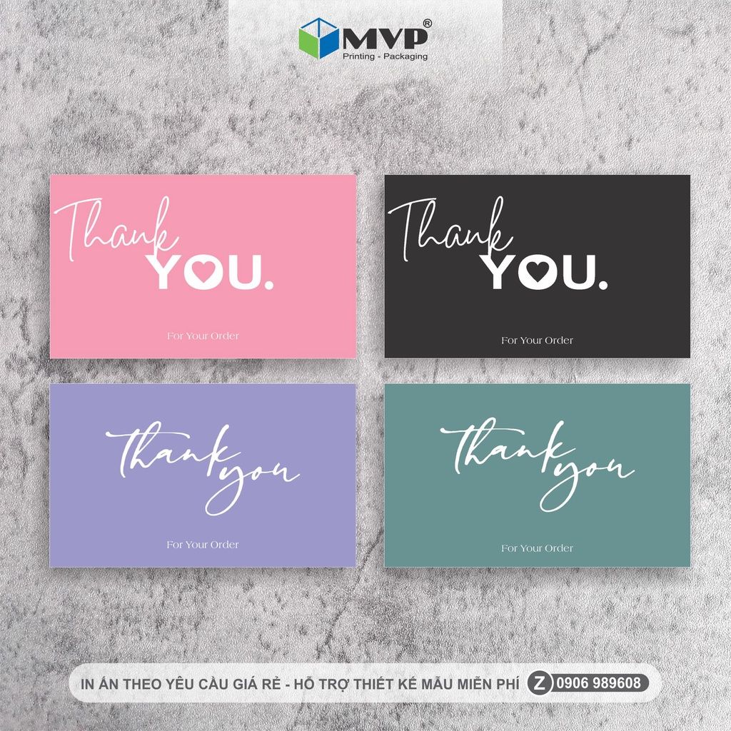 Card Cám Ơn, Card Thank You, Thiệp Cảm Ơn - Size 9x5,4cm - Giấy C300 Cán Màng Mờ 2 Mặt - MVP-M106