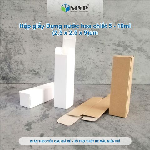  Hộp giấy Kraft đựng nước hoa chiết 5ml - 10ml, hộp giấy đựng son môi, chai tinh dầu (2,5 x 2,5 x 9)cm 
