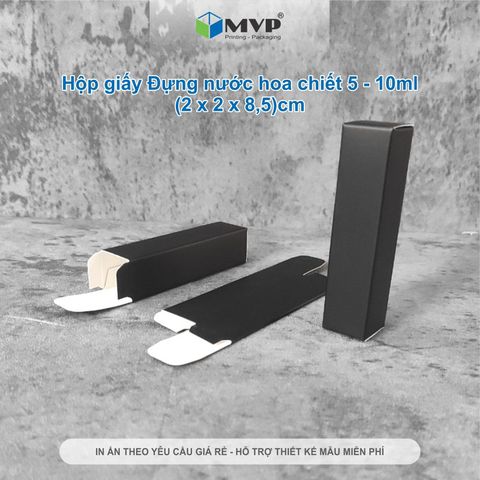 Hộp giấy ĐEN đựng nước hoa chiết 5ml - 10ml, hộp giấy đựng son môi, chai tinh dầu (2x 2 x 8,5)cm 