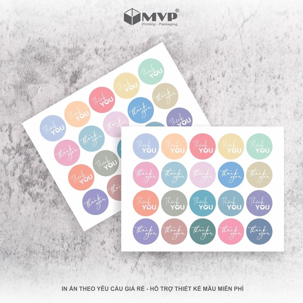 Nhãn dán Sticker cảm ơn dành cho shop bán hàng, size 2.5cm tông màu Pastel lãng mạn