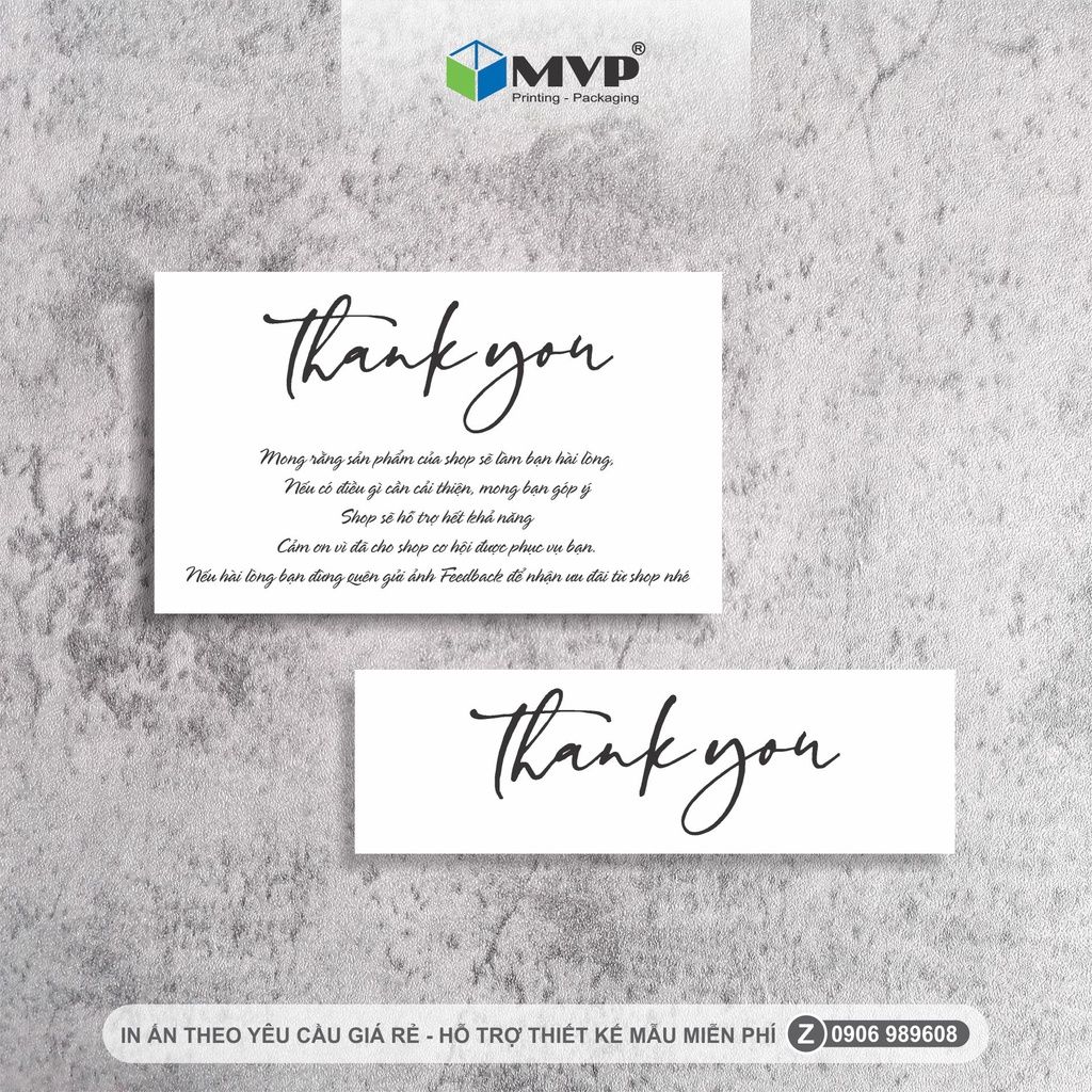 Name Card cám ơn trắng đen, Phiếu cám ơn khách hàng giá rẻ - MS: 101
