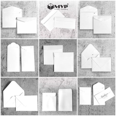  [10 cái] Bao thư trắng nhiều kích thước đựng card, thiệp, voucher, Bao thiệp trắng nhiều size 