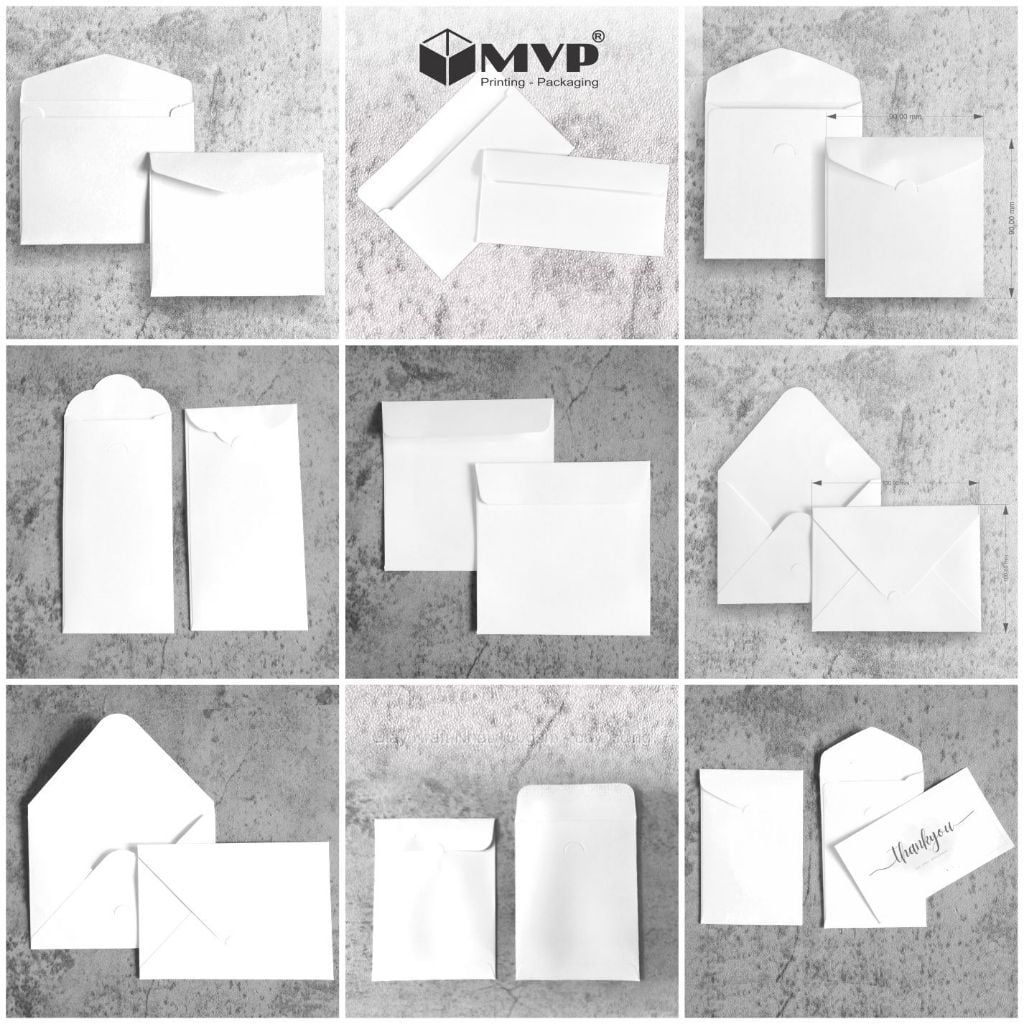 [10 cái] Bao thư trắng nhiều kích thước đựng card, thiệp, voucher, Bao thiệp trắng nhiều size