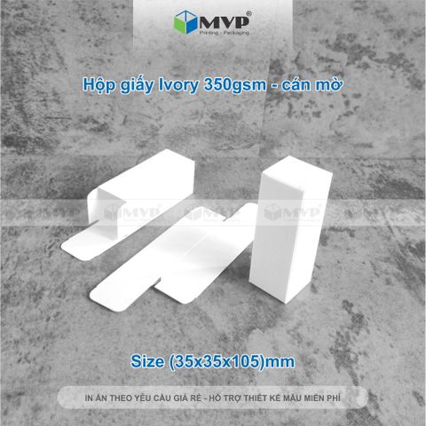  Hộp giấy trắng đựng nước hoa chiết, chai tinh dầu 20ml - 30ml, giấy Ivory 350 cán mờ (3,5x3,5x10,5)cm 