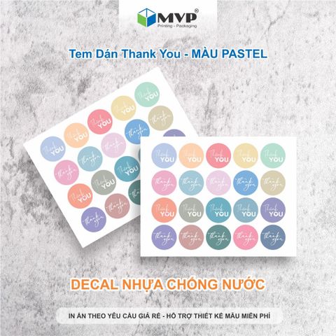  [DECAL NHỰA CHỐNG NƯỚC] nhãn dán cảm ơn Sticker Thanks dành cho shop bán hàng, size 2.5cm tông màu Pastel lãng mạn 