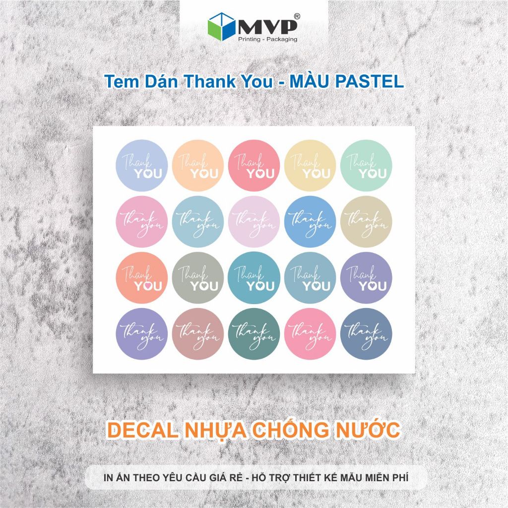 [DECAL NHỰA CHỐNG NƯỚC] nhãn dán cảm ơn Sticker Thanks dành cho shop bán hàng, size 2.5cm tông màu Pastel lãng mạn