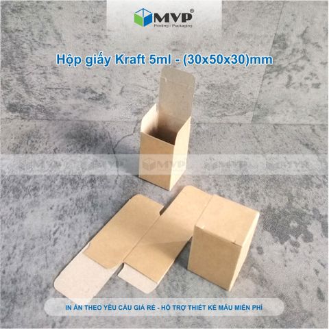  Hộp giấy kraft đựng chai tinh dầu 5ml, hộp nước hoa chiết - hộp giấy kraft mini size (3x5x3)cm 