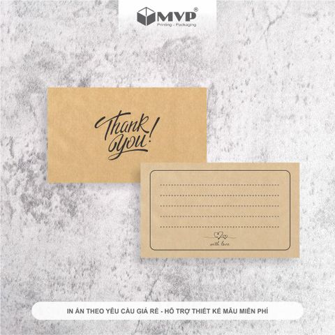 100 Card thank you chừa ghi nội dung, thiệp thanks mini giấy Kraft 