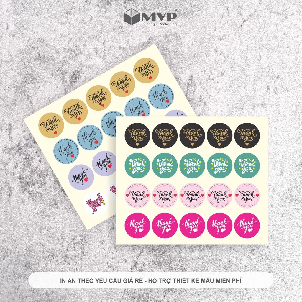 Tem thank you tròn 3cm nhiều màu - nhãn dán thank you - tem cảm ơn cho shop