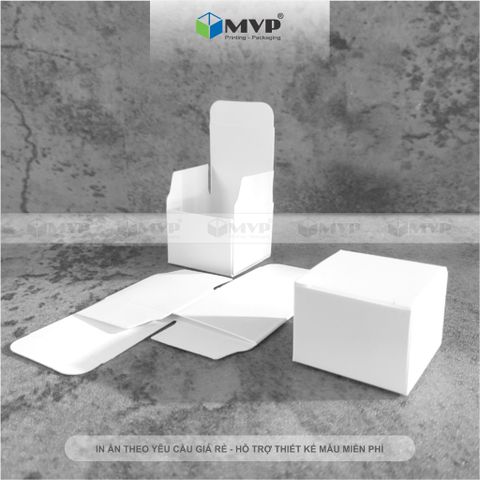  Hộp giấy mini 5ml đựng mỹ phẩm, hộp nước hoa chiết - hộp giấy trắng ivory 350 cán mờ (4x3x4)cm 