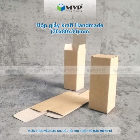  Hộp giấy kraft đựng chai tinh dầu 10ml - 20ml, chai serum nước hoa chiết - size (3x8x3)cm 