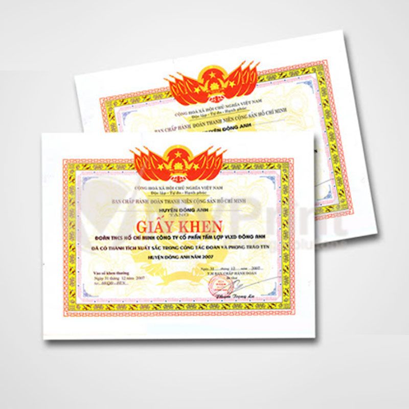 In Giấy Khen - In Bằng Khen