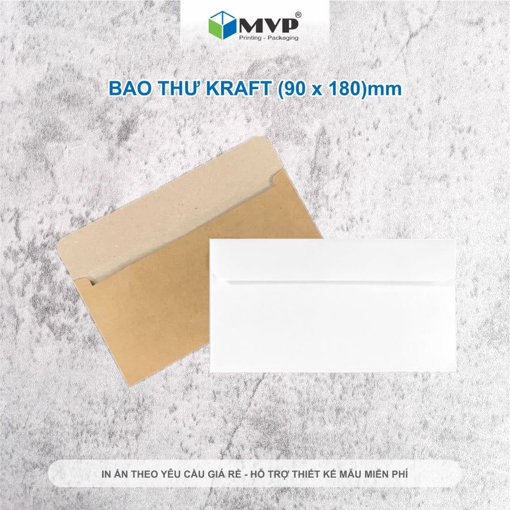 Bao thư giấy Kraft, phong bì giấy xi măng, bao lì xì kích thước (9x18)cm