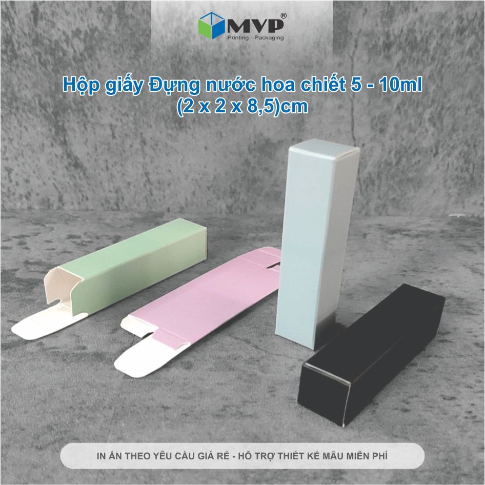 Hộp giấy đựng nước hoa chiết 5ml - 10ml, hộp giấy màu Pastel (2x2x8,5)cm đựng son môi, chai tinh dầu