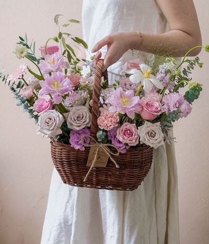 Giỏ mây tone tím pastel