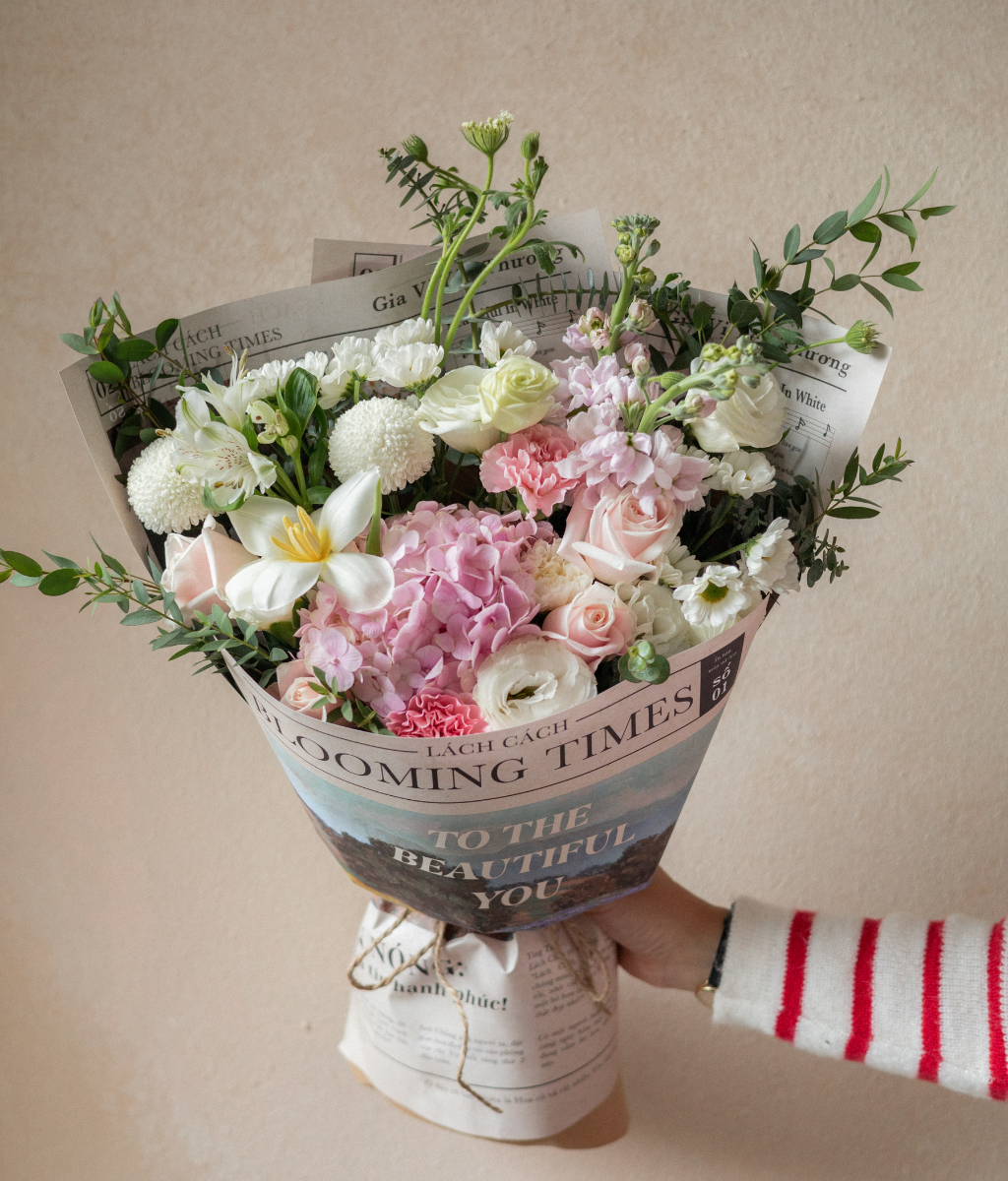 Bó hoa Blooming tú cầu hồng mix