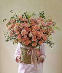 Giỏ cói hồng polla