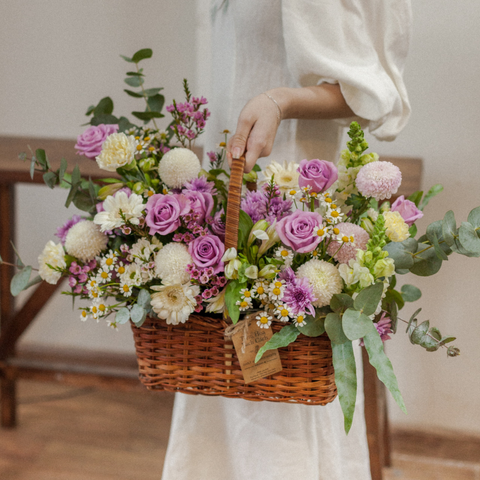 Giỏ chữ nhật hồng tím