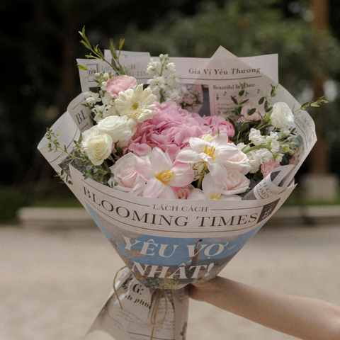 Bó Blooming times tú cầu hồng mix tulip