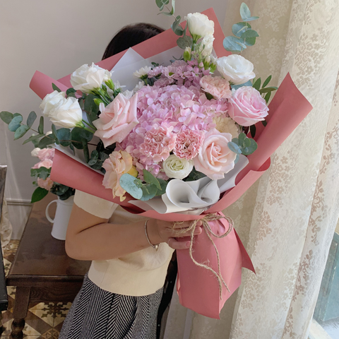 Bó một mặt tú cầu hồng