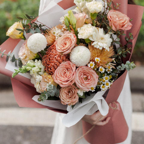 Bó một mặt cúc mẫu đơn nâu