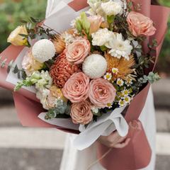 Bó một mặt cúc mẫu đơn nâu