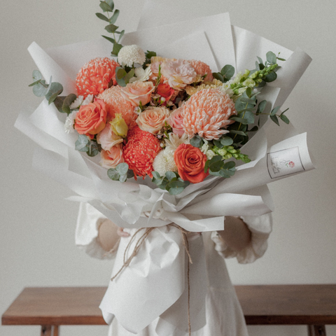 Bó một mặt cúc mẫu đơn cam