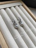  Bông Tai AB2030 Khyên Tròn Ngọc Trai VIP 8mm & Đá CZ Lấp Lánh - Chế Tác Bạc Ý S925 Phủ Bạch Kim Cao Cấp 