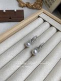 Bông Tai AB2030 Khyên Tròn Ngọc Trai VIP 8mm & Đá CZ Lấp Lánh - Chế Tác Bạc Ý S925 Phủ Bạch Kim Cao Cấp 