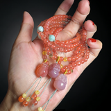  Chuỗi nam hồng mix charm hoa/ tỳ hưu 