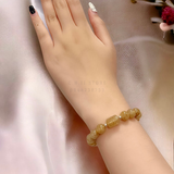  Vòng đá thạch anh tóc vàng mix lu thống và bạc 925 