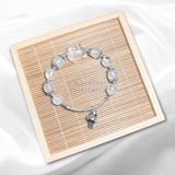  Vòng đá thạch anh ưu linh trắng mix hồ ly và bạc 925 