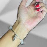  Vòng đá thạch anh ưu linh trắng mix hồ ly và bạc 925 