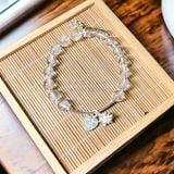  Vòng đá thạch anh ưu linh trắng mix bạc 925 